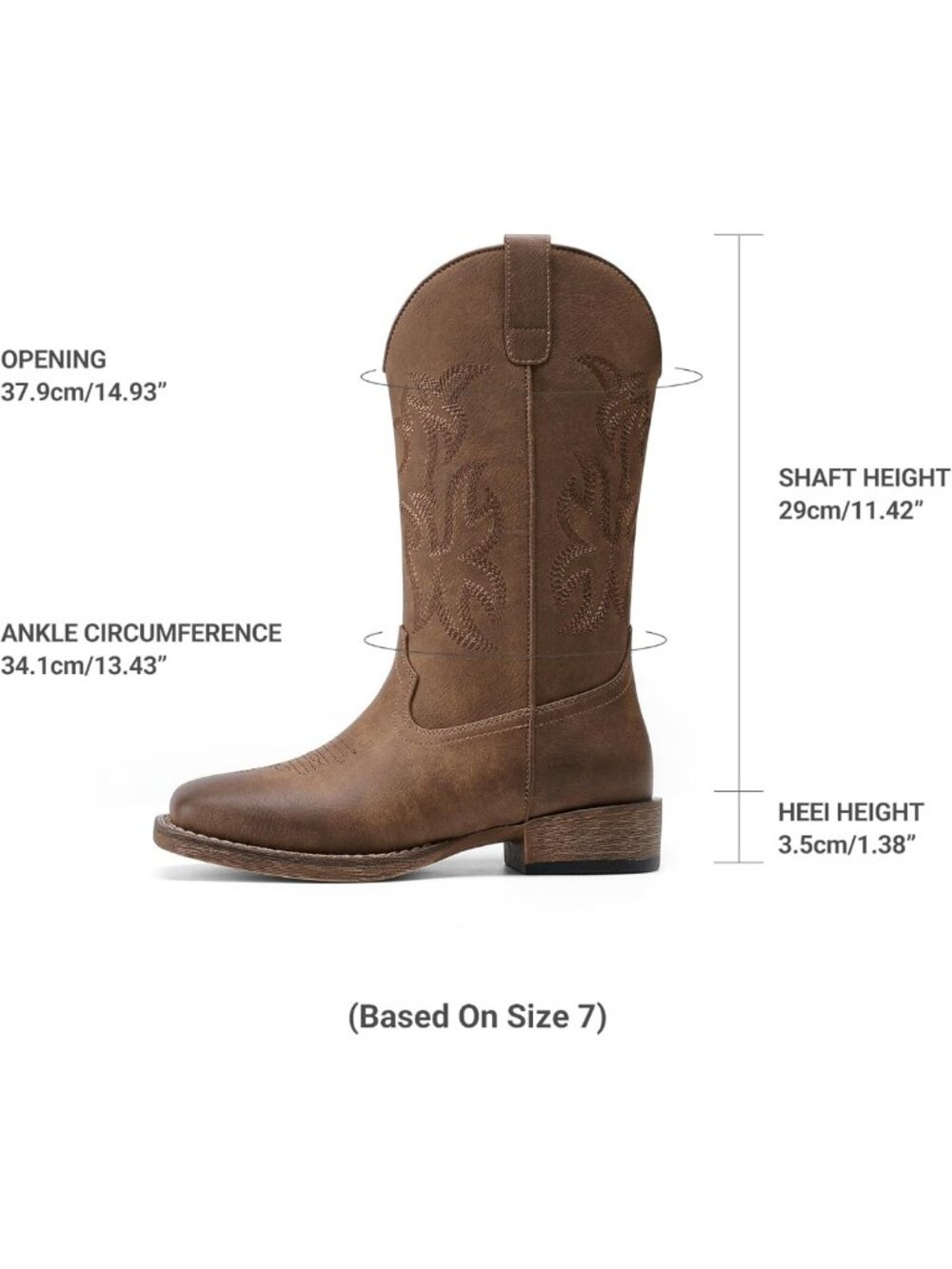 Stylish Women's Wide Square Toe Cowboy Boots - Mid Calf, Embroidered Retro - Picture 4 of 8